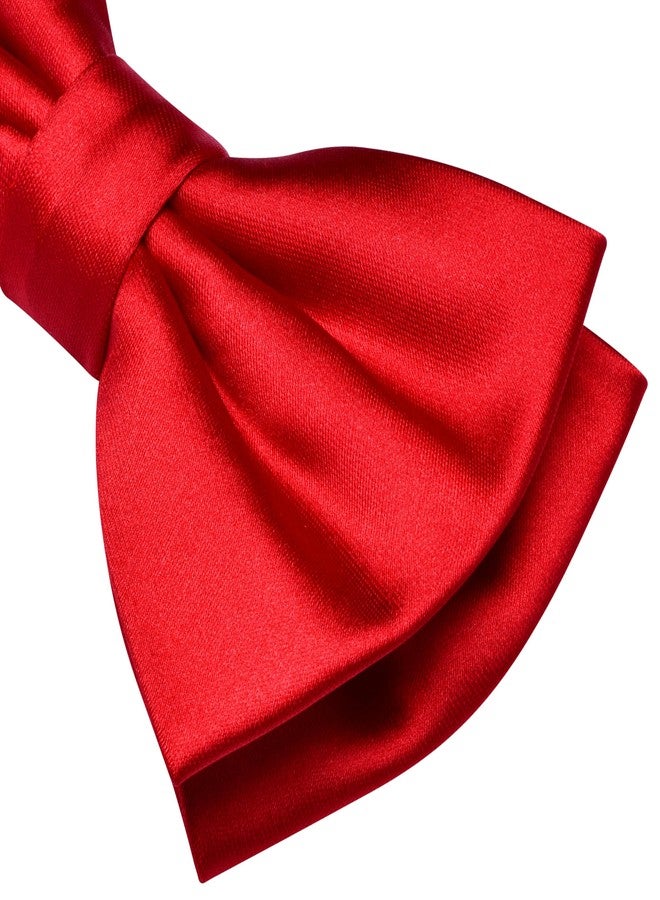 Branduce Red Bow Tie for Men Pre-tied Adjustable Silk Blend Bowties for Wedding Party (BB05-01) - Image 3